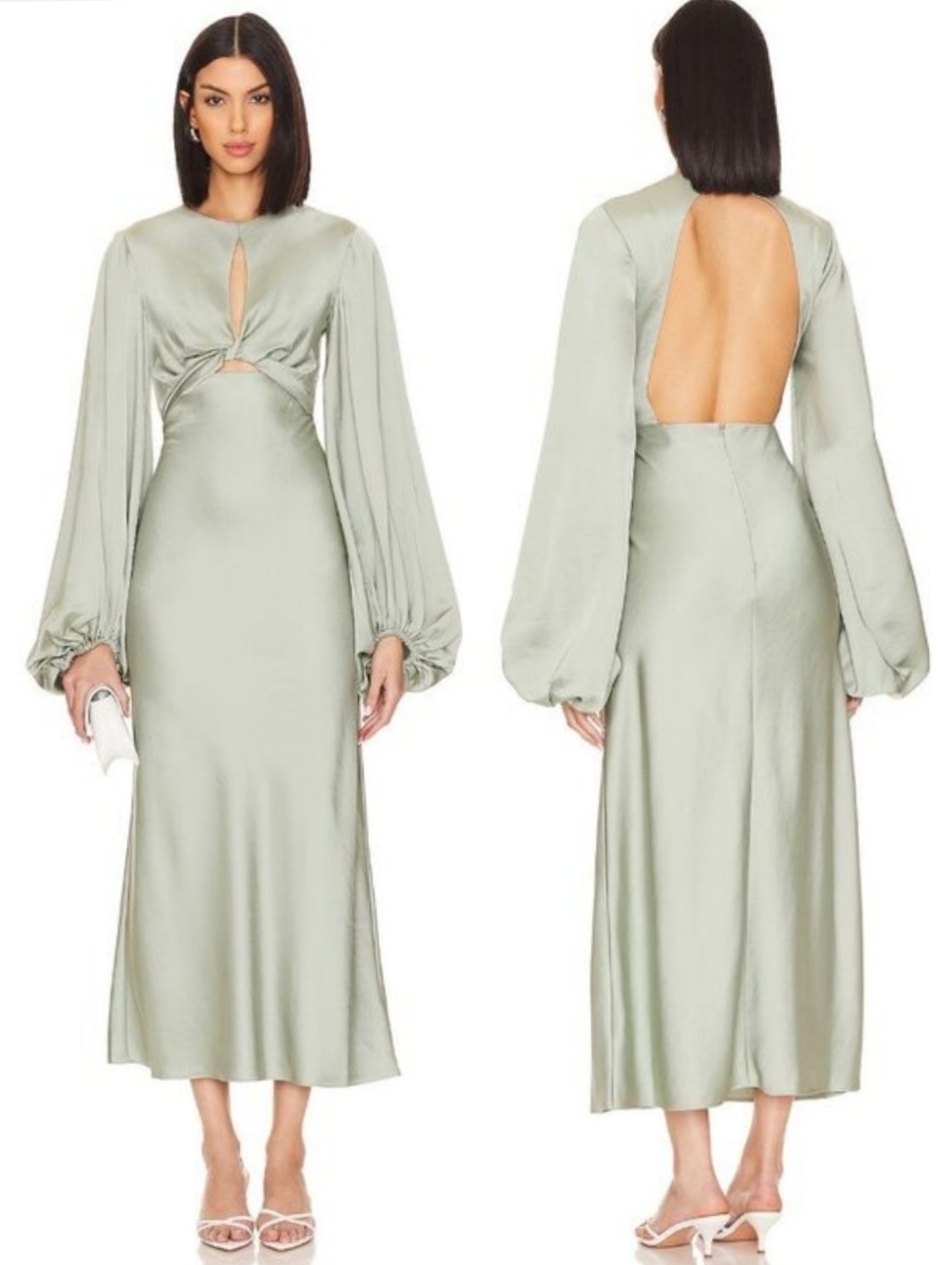 Significant Other Sage Green Demi‎ Backless Long Sleeve Dress